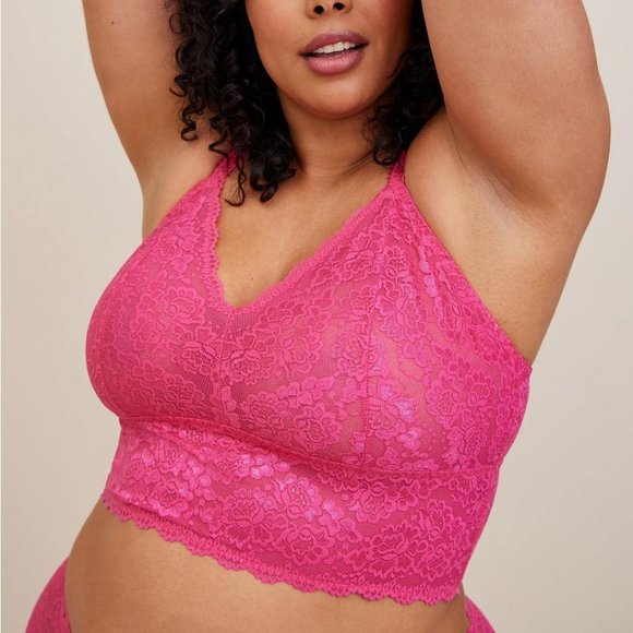 ❤️NWT VINTAGE TORRID LINGERIE - UNLINED LACE LONGLINE BRALETTE - POWER MESH BRA - Picture 5 of 8